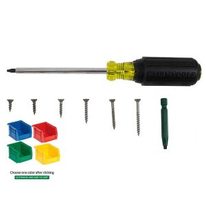 #6 Square Drive Screw Assortment, Flat Head, Unplated Dry-Lube - with Bins