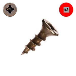 6 x 3/4 in. Wood Screws, Flat Head, Dry-Lube Steel, Combo-Drive Driven with #2-Sized Driver Bit - Qty:100