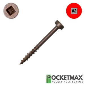 #6 Head / #7 COARSE Thread x 1-1/2 in.  McFeely's PocketMax Pocket-Hole Screws, Unplated Dry-Lube - Qty:100