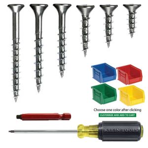 #8 Clear-Zinc Plated, Flat-Head, Square-Drive Screw  Assortment with Bins