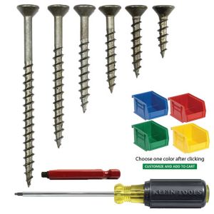 #8 Unplated Dry Lube, Flat-Head, Square-Drive Screw Assortment - with Bins