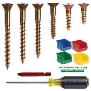 #8 Silicon Bronze Boat Builders Assortment, Flat Head, Square Drive - with Bins