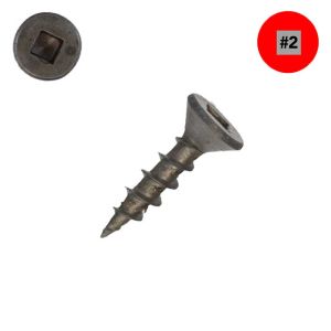 8 x 5/8 in. Wood Screws, Unplated Steel, Flat Head, Square Drive - Qty:25