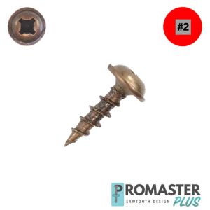 8 x 3/4 in. McFeely's Promaster-Plus Wood Screws, Statuary Bronze, Round Washer Head, Combo Drive - Qty:10000