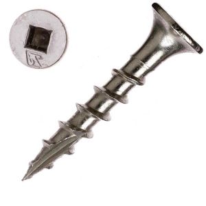 8 x 1-1/8 in. Bugle Head Wood Screw, 305 SS, Sq Dr - Qty:100