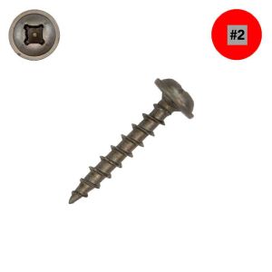 8 x 1-1/8 ProMaster Wood Screws, Unplated Steel, Round Washer Head, Combo Drive - QTY:100