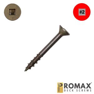 8 x 1-3/8 ProMax Wood Deck Screws, Flat Head, Square, Nibs, Qty:1000