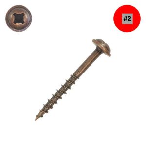 8 x 1-1/2 McFeely's ProMaster Plus Wood Screws, Statuary Bronze, Round Washer Head, Combo Drive