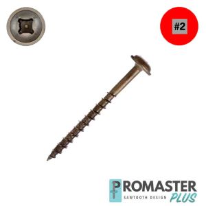 8 x 1-3/4 McFeely's ProMaster Plus  Wood Screws, Unplated Steel, Round Washer Head, Combo Drive - QTY:100