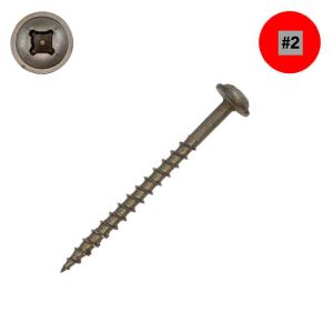 8 x 2 McFeely's ProMaster Plus  Wood Screws, Unplated Steel, Round Washer Head, Combo Drive