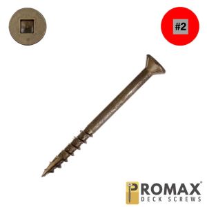 8 x 2-1/8 ProMax Wood Deck Screws, Unplated Steel, Flat Head, Square Drive - QTY:1000