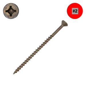 8 x 2-1/2 ProMaster Wood Screws, Unplated Steel, Flat Head, Combo Drive - QTY:2500 - 3VHV2