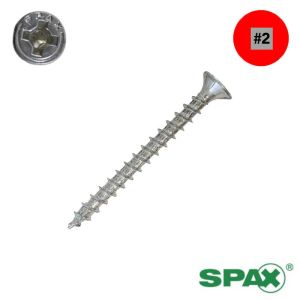 8 x 2-1/2 SPAX Multi-Material Interior Screws, Flat Head, Clear Zinc, Combo Drive  - QTY:20