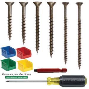 #10 Square Drive Screw Assortment, Flat Head, Unplated Dry-Lube - with Bins