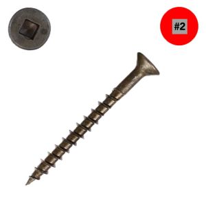 10 x 2 in. Wood Screws, Unplated Steel, Flat Head, Square Drive - Qty:100