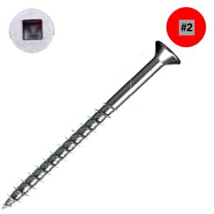 10 x 2-1/2 in. Wood Screws, Clear Zinc Plated, Flat Head, Square Drive - Qty:100