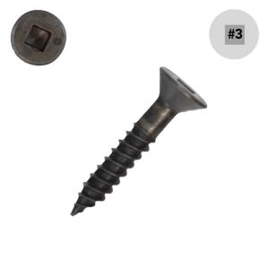 12 x 1-1/2 Wood Screws, Unplated Steel, Flat Head, Square Drive - Qty:1000