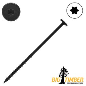 15 x8 in. Big T Wafer Head Lag Screw, Coated, Wafer Head, T-30, Black - Qty:250