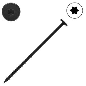 15 x8 in. Big T Wafer Head Lag Screw, Coated, Wafer Head, T-30, Black - Qty:250