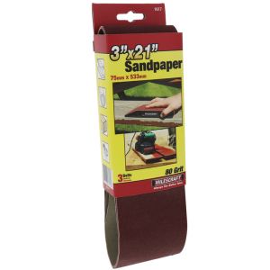 3 in. x 21 in. 80-Grit Sanding Belts – 3 pack