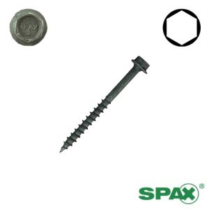 1/2 x 6 SPAX Exterior Lag Screws, HCR Coated, Washer Head, Raised Hex Drive - Qty:100
