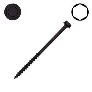 5/16 x 5 SPAX Exterior Lag Screws, HCR Coated, Washer Head, Raised Hex Drive - Qty:50