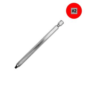 #2 x 6 Robertson Square-Driver Bit - Plain Steel - (Buy 5 and Save)