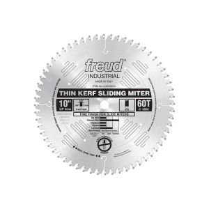 Freud 10-In. Fine-Finish Sliding Compound Miter Saw Blade, 60 Carbide ATB Teeth, Neg. 5 Deg. Hook, 5/8 in. Arbor