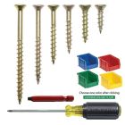#8 Yellow-Zinc Plated, Flat-Head, Square-Drive Screw  Assortment with Bins