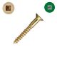 6 x 1 in. Brass Hardware Screws, Solid Brass, Flat Head, Square Drive - Qty:100