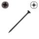 6 x 2-1/4 in. Drywall Screws, Course Threaded, Unplated Steel, Flat Head, Phillips Drive - Qty:100