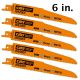 CMT Bi-Metal Recip. Blade for Thick Metal (5/32 - 1/2 in.) - 6 in. - 5-pack