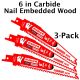 Diablo Demo Demon Carbide Recip. Blade for Nail-Embedded Wood - 6 in. length - 3-pack
