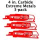 Diablo Steel Demon Carbide Recip. Blade for Extreme Metals - 4 in. length - 3-pack