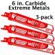 Diablo Steel Demon Carbide Recip. Blade for Extreme Metals - 6 in. Length - 3-Pack