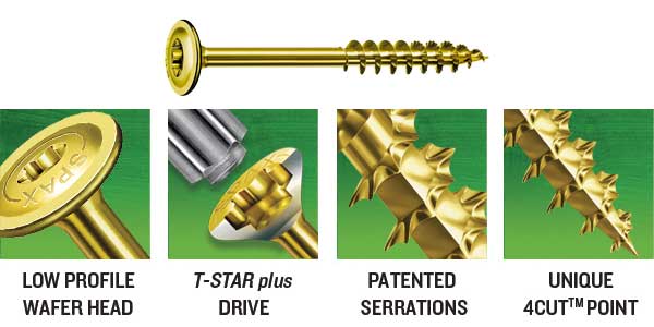 Cabinet Screws T-Star plus Wafer Head Yellow Zinc