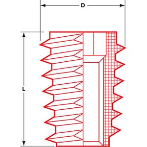 McFeely's Unflanged Threaded Inserts Technical Drawing