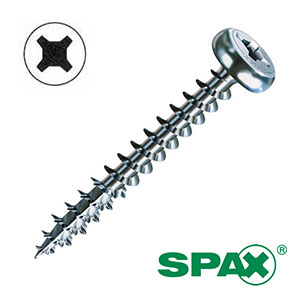 SPAX&reg; Interior Wood Screws, Pan Head, Clear Zinc Plated, Combo Drive